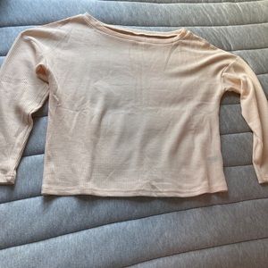 Solid cream waffle knit long sleeve from Shein